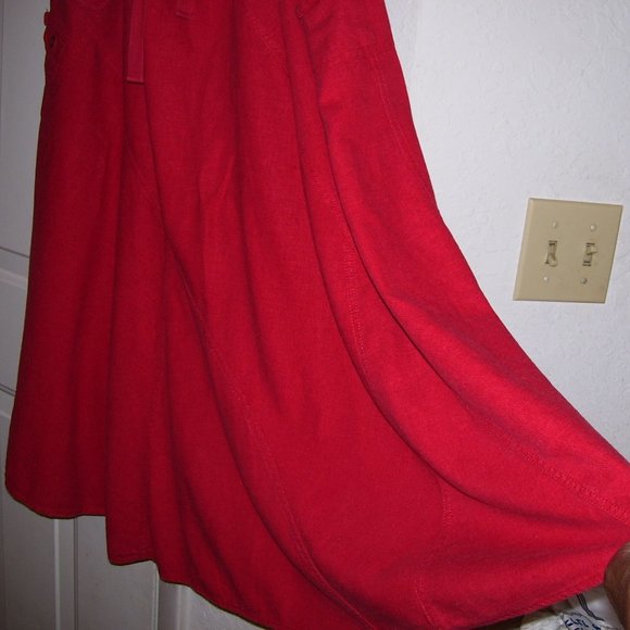 East Coast Red Maxi Linen Blend Skirt Size 24 - Picture 7 of 12